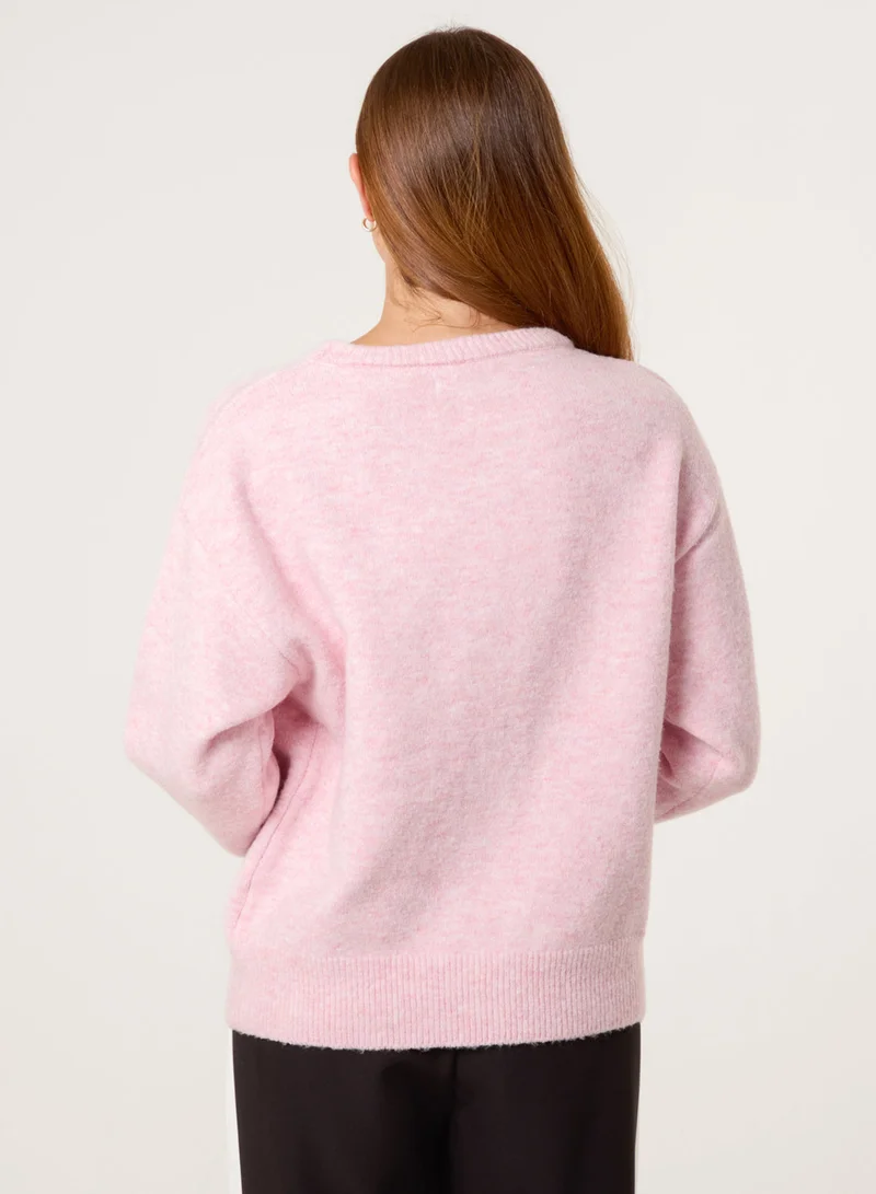 بلو فانيلا كنزة بياقة دائرية