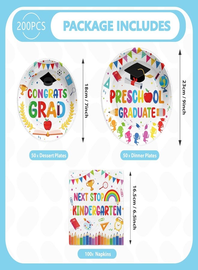 Grencian 200 Pcs Preschool Graduation Decorations Kindergarten Graduation Plates and Napkins 2026 Preschool Graduate Tableware Set for Kids Prek Graduate Class of 2026 Congrats Grad Party Supplies Serves 50 - Image 2