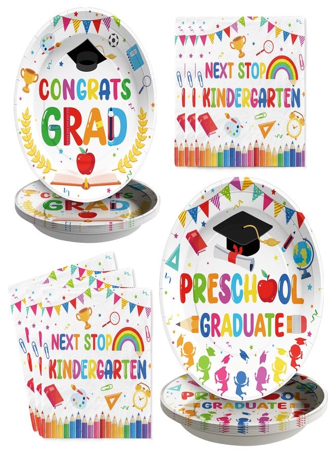 Grencian 200 Pcs Preschool Graduation Decorations Kindergarten Graduation Plates and Napkins 2026 Preschool Graduate Tableware Set for Kids Prek Graduate Class of 2026 Congrats Grad Party Supplies Serves 50 - Image 1