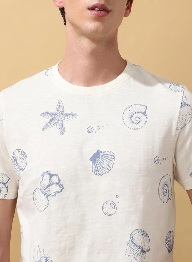 Dennis Lingo Men's Marshmallow 100% Cotton Printed Regular Fit T-Shirt