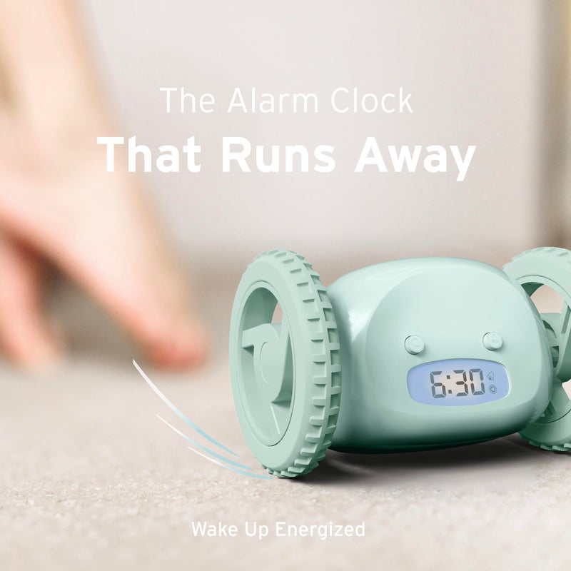 CLOCKY Alarm Clock on Wheels â€“ Loud Rolling Alarm Clock for Heavy Sleepers | Runaway Clock That Jumps & Runs to Wake You Up | Funny Unique Gift for Adults, Teens & Kids Bedrooms (Mint) - Image 5