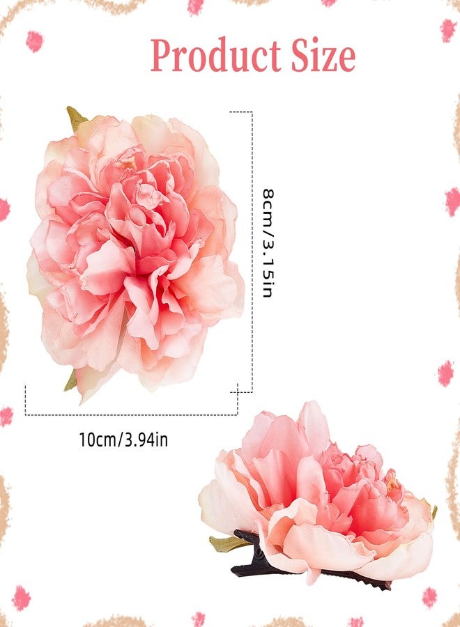 NICENEEDED 4 PCS Women Hawaiian Flower Hair Clips, Artificial Large Rose Hair Barrettes Tropical Floral Accessories, Boho Clip for Wedding Bridal Beach Party Halloween - Image 2