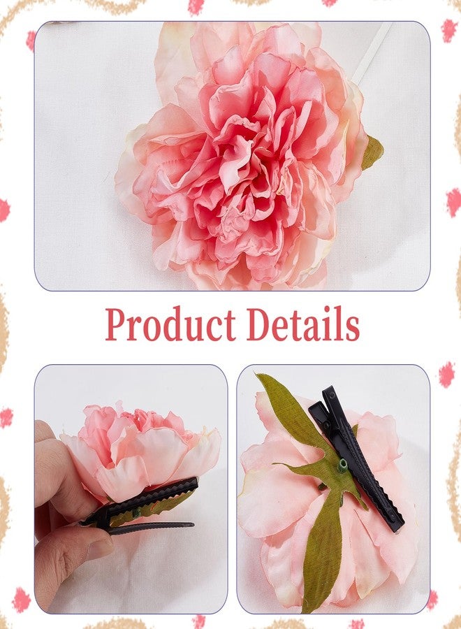 NICENEEDED 4 PCS Women Hawaiian Flower Hair Clips, Artificial Large Rose Hair Barrettes Tropical Floral Accessories, Boho Clip for Wedding Bridal Beach Party Halloween - Image 3