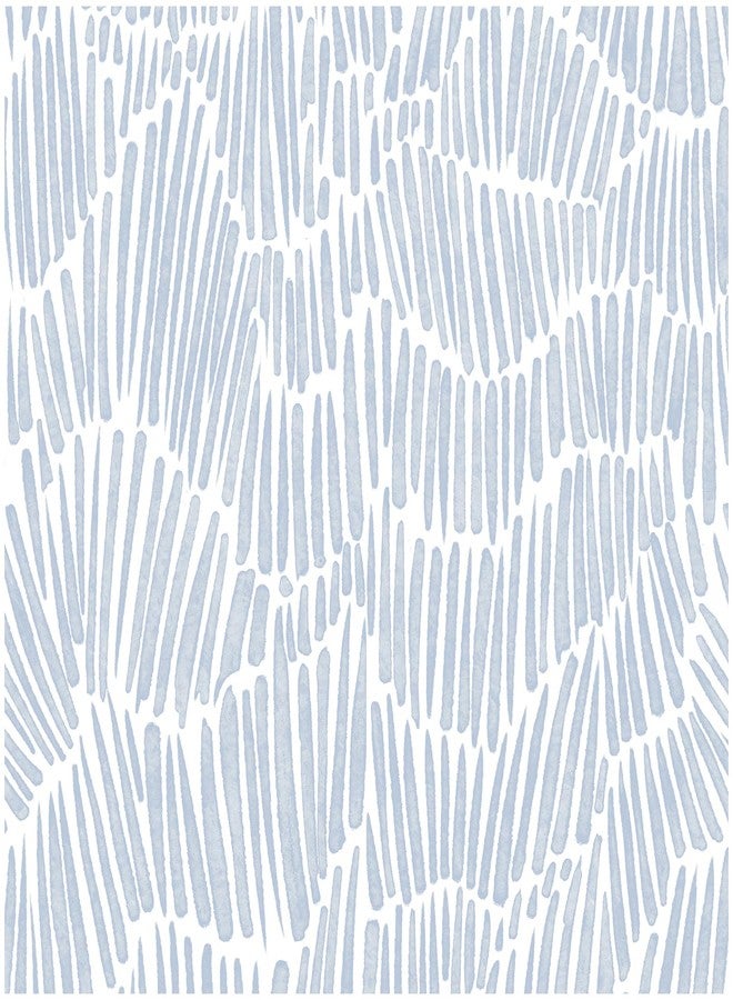 Theper Blue Wallpaper 17.3"×393" Modern Striped Wallpaper Peel and Stick Wallpaper Vinyl Boho Removable Wallpaper Self Adhesive Wallpaper for Bedroom Waterproof Wallpaper White and Blue Contact Paper - Image 1