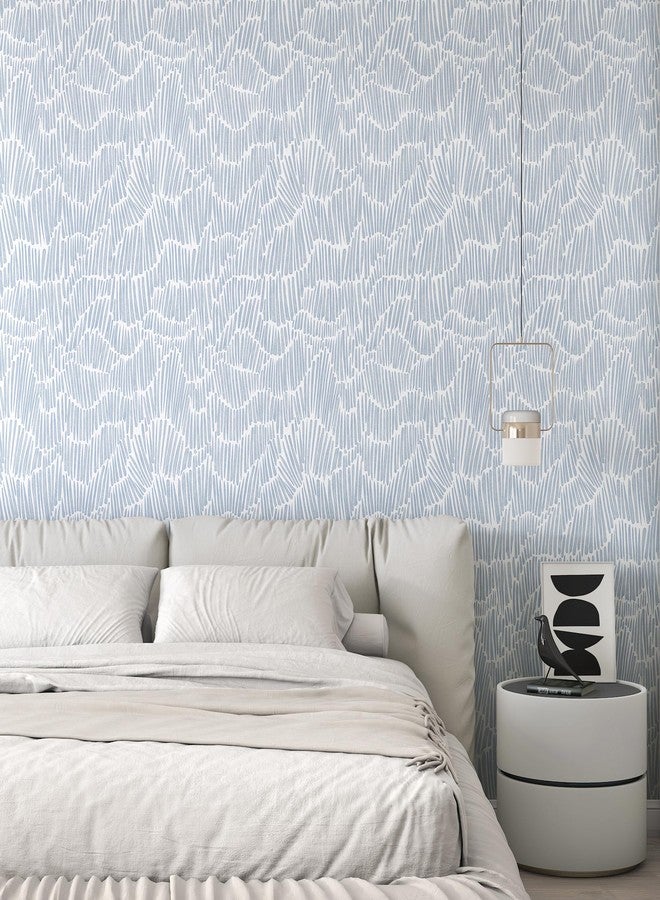 Theper Blue Wallpaper 17.3"×393" Modern Striped Wallpaper Peel and Stick Wallpaper Vinyl Boho Removable Wallpaper Self Adhesive Wallpaper for Bedroom Waterproof Wallpaper White and Blue Contact Paper - Image 4