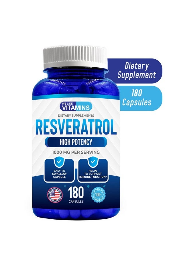 We Like Vitamins Resveratrol 1000mg per Serving - 180 Easy to Swallow Veggie Capsules - Natural Resveratrol Supplement 1000mg - Antioxidant Supplement Helps Support Anti-Aging and Immune System - Image 5