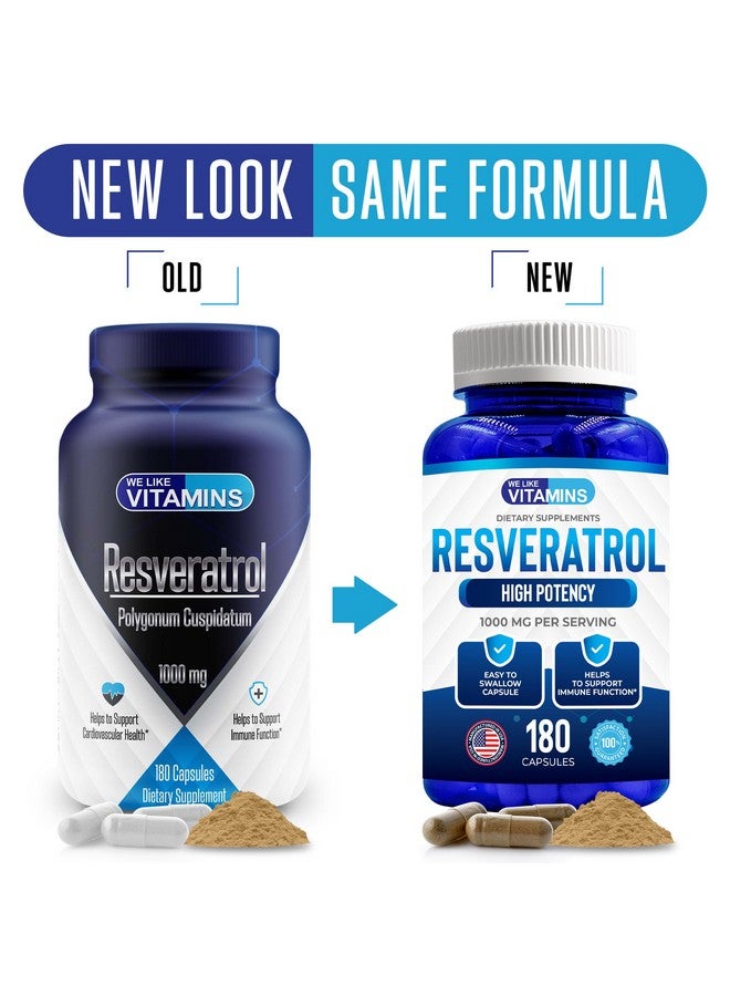 We Like Vitamins Resveratrol 1000mg per Serving - 180 Easy to Swallow Veggie Capsules - Natural Resveratrol Supplement 1000mg - Antioxidant Supplement Helps Support Anti-Aging and Immune System - Image 4