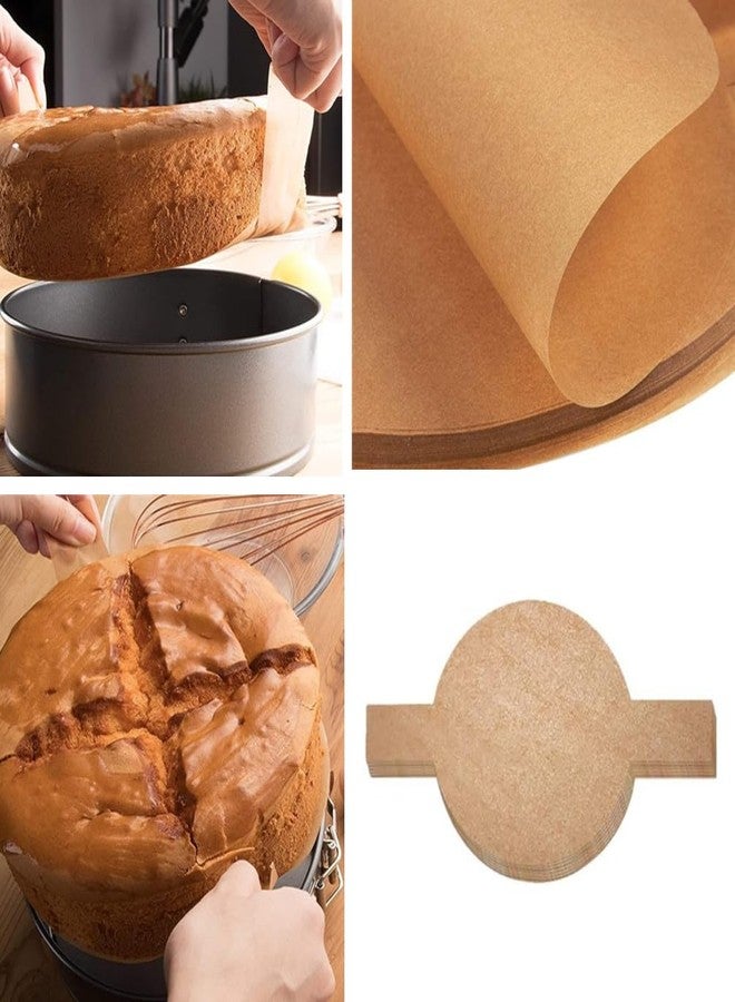 Jilukibo 120 Sheets Precut Circle Cake Pan Liners, Non Stick Round Parchment Paper Cheesecake Liners with Easy Lift Tabs for Baking Air Fryer (6in 8in 9 Inch, Brown) - Image 5