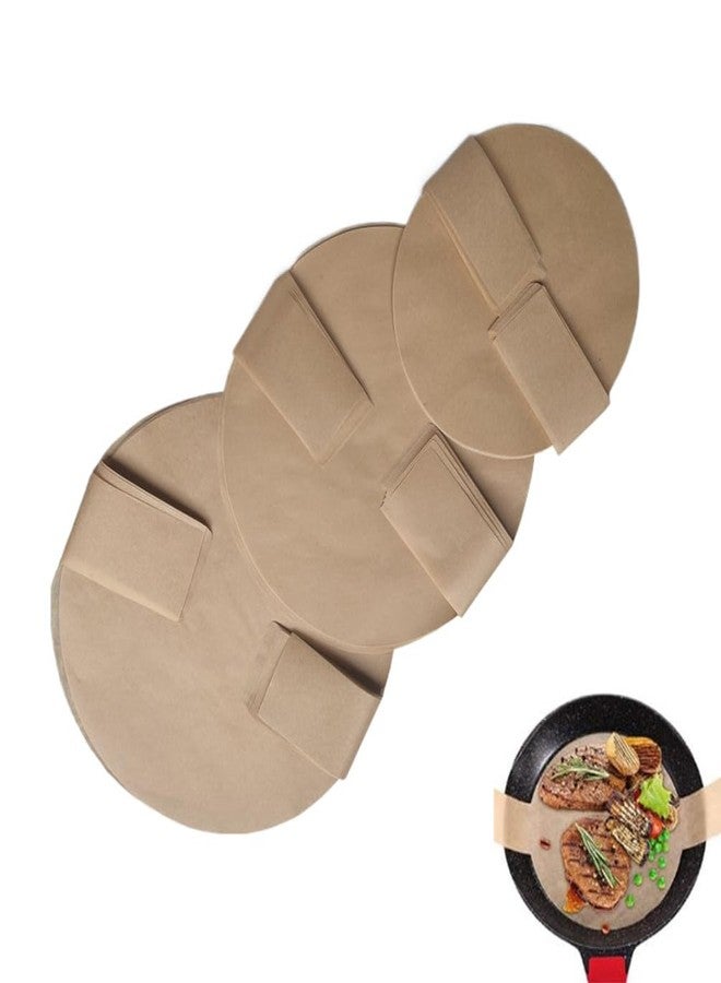 Jilukibo 120 Sheets Precut Circle Cake Pan Liners, Non Stick Round Parchment Paper Cheesecake Liners with Easy Lift Tabs for Baking Air Fryer (6in 8in 9 Inch, Brown) - Image 1