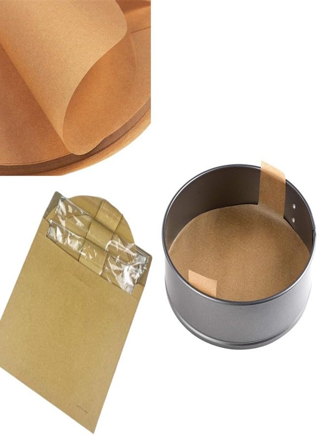 Jilukibo 120 Sheets Precut Circle Cake Pan Liners, Non Stick Round Parchment Paper Cheesecake Liners with Easy Lift Tabs for Baking Air Fryer (6in 8in 9 Inch, Brown) - Image 4