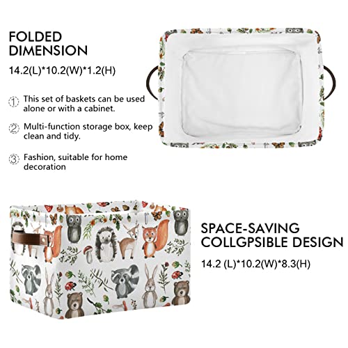 senya Storage Bin Basket 1 pcs Large Foldable Clothes Bag Collapsible Fabric Laundry Hamper Folding Washing Bin (Rectangle-Cute Woodland Animals) - Image 3