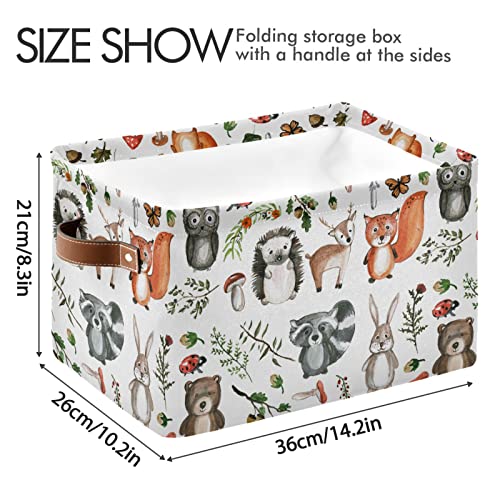 senya Storage Bin Basket 1 pcs Large Foldable Clothes Bag Collapsible Fabric Laundry Hamper Folding Washing Bin (Rectangle-Cute Woodland Animals) - Image 4
