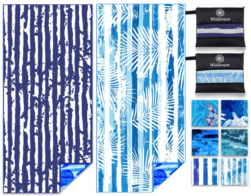 Widdonen Lightweight Thin Microfiber Beach Towel Sand Free Quick Dry Absorbent Compact Soft Pool Swim Travel Towels Extra Large Oversized Beach Accessories Packable Essentials Stuff Gifts for Adult 32*71 Inch - Image 1