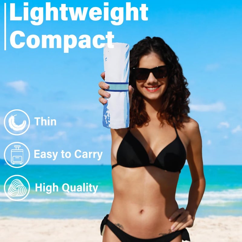 Widdonen Lightweight Thin Microfiber Beach Towel Sand Free Quick Dry Absorbent Compact Soft Pool Swim Travel Towels Extra Large Oversized Beach Accessories Packable Essentials Stuff Gifts for Adult 32*71 Inch - Image 2