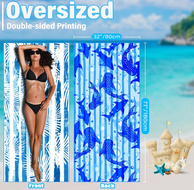 Widdonen Lightweight Thin Microfiber Beach Towel Sand Free Quick Dry Absorbent Compact Soft Pool Swim Travel Towels Extra Large Oversized Beach Accessories Packable Essentials Stuff Gifts for Adult 32*71 Inch - Image 3