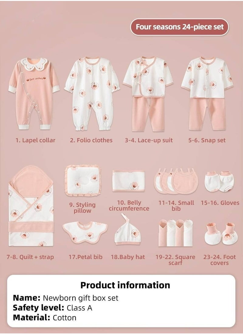 MIXDE - 24PCS Newborn Baby Gift Set, Newborn Layette Gift Set for Boys and Girls, Babies Essential Clothes Accessories with Baby Blanket, 100% Premium Cotton,  for Spring Summer Autumn Winter Four Seasons - Image 1