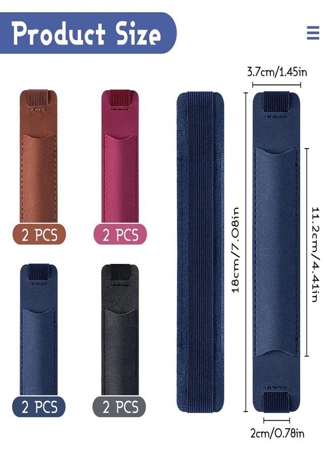 Binxus 8 Pcs Adjustable Pen Holder for Notebook Elastic Strap Band PU Leather Pen Sleeve Pouch for Notebook Planners Binders Books - Image 2