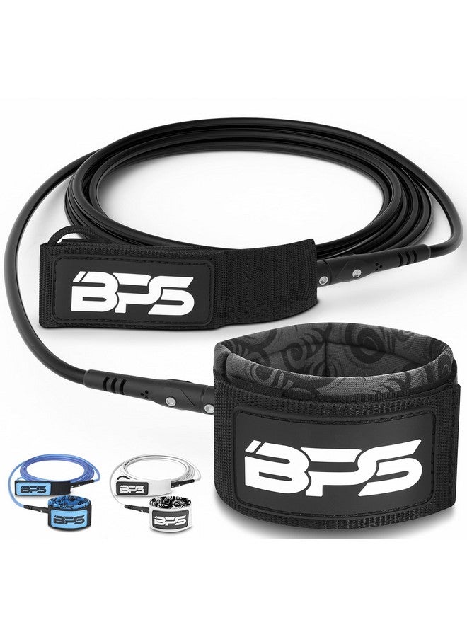 BPS 'Storm' 8Mm Surfboard Leash 8 Ft Premium Sup;Surf Strong Leg Rope With Norusting Stainless Steel Swivels And Triple Rail Saver Straight Leash For Sup Paddle Surf Boarding Activity (Koru Black) - Image 1