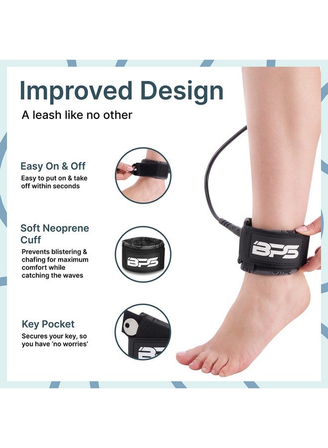 BPS 'Storm' 8Mm Surfboard Leash 8 Ft Premium Sup;Surf Strong Leg Rope With Norusting Stainless Steel Swivels And Triple Rail Saver Straight Leash For Sup Paddle Surf Boarding Activity (Koru Black) - Image 5