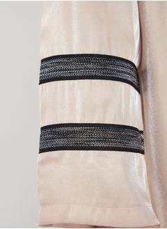 trendyol Beige Embroidered Shiny Long Woven Cap & Abaya & Abaya TCTSS24KF00004  - Image 4
