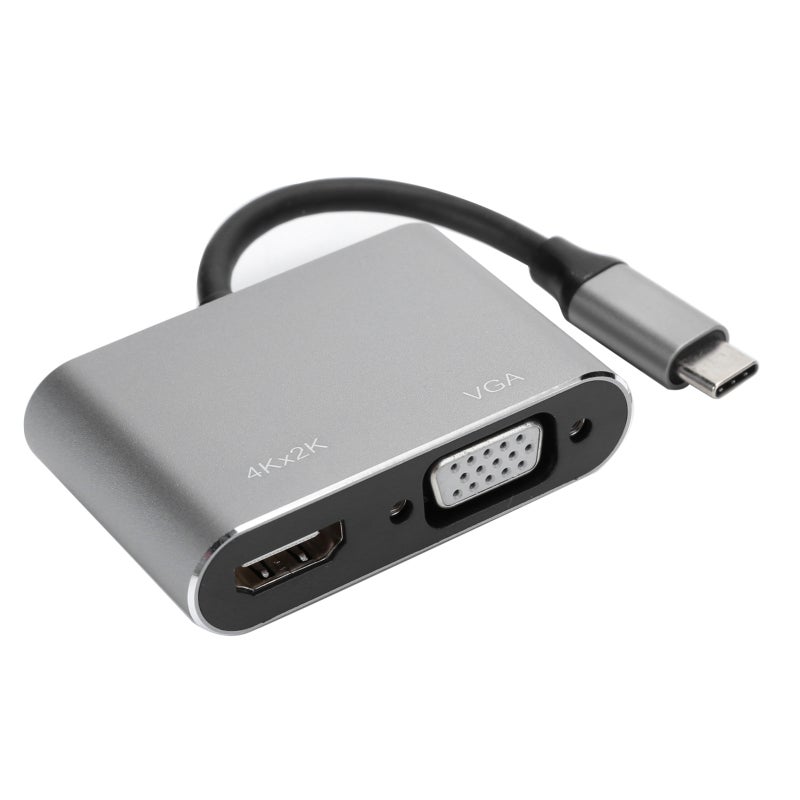 مركز USB C: رمادي بدقة 4K - محول عرض عالي كفاءة نقل للعمل من المنزل، غرفة الاجتماعات والإسقاط المتعدد الوسائط - Image 2