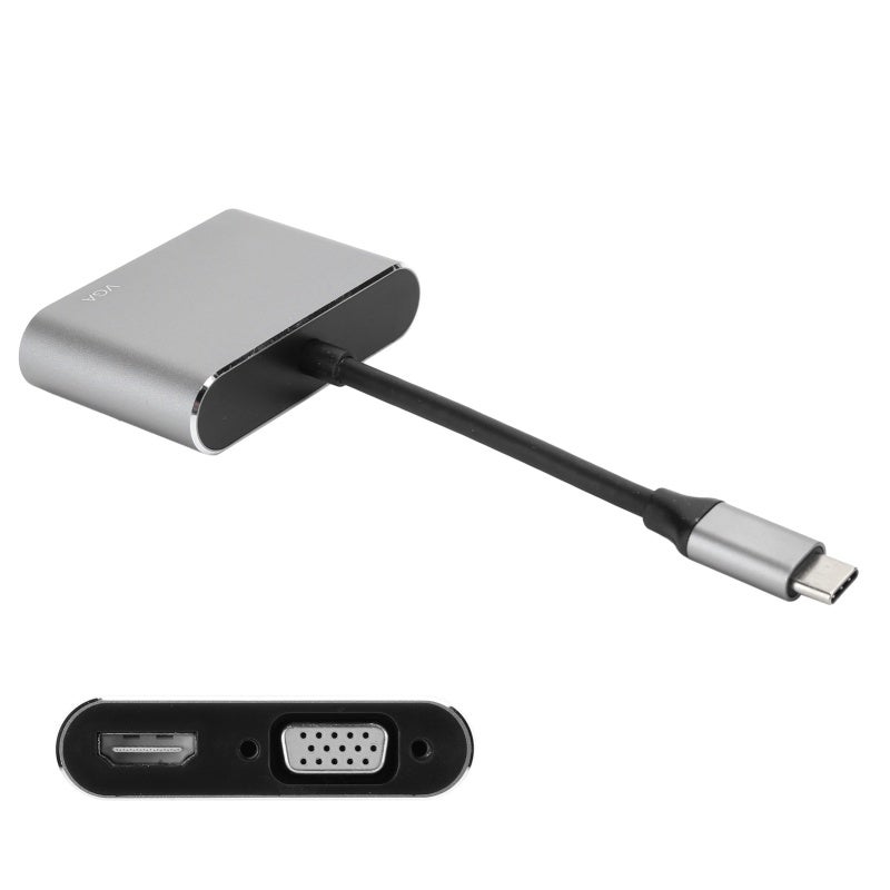 مركز USB C: رمادي بدقة 4K - محول عرض عالي كفاءة نقل للعمل من المنزل، غرفة الاجتماعات والإسقاط المتعدد الوسائط - Image 1