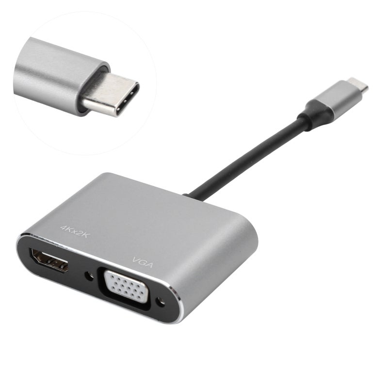 مركز USB C: رمادي بدقة 4K - محول عرض عالي كفاءة نقل للعمل من المنزل، غرفة الاجتماعات والإسقاط المتعدد الوسائط - Image 3