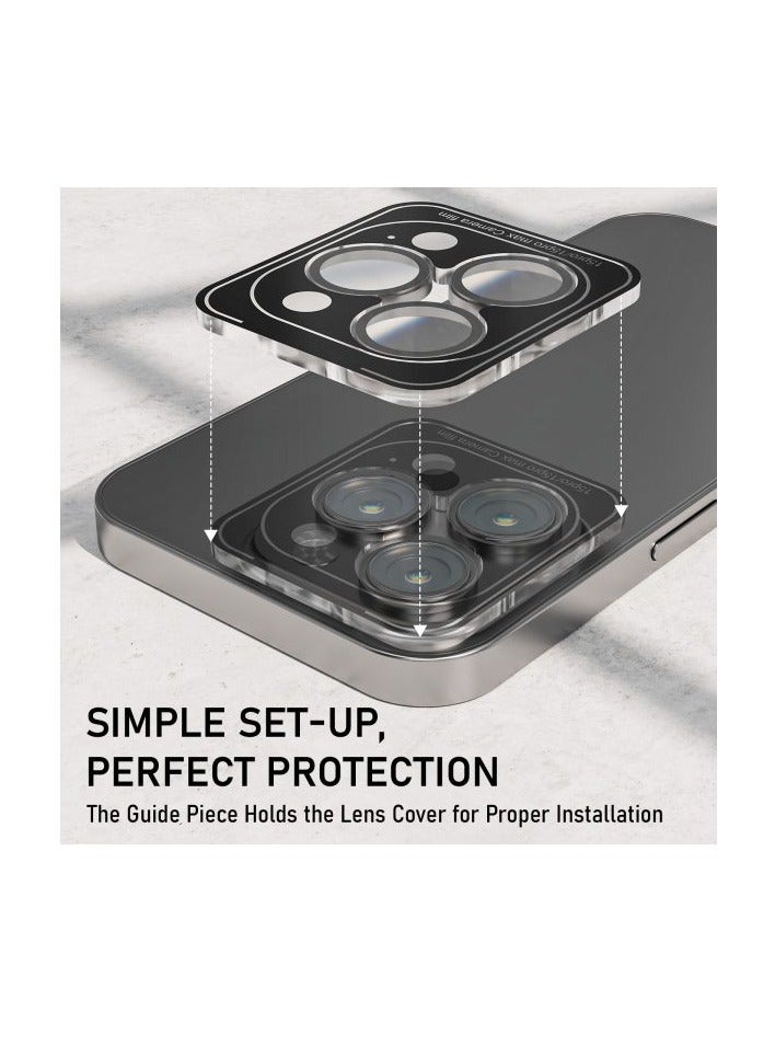 Mezone Camera Lens Protector for iPhone 15 Pro/iPhone 15 Pro Max 3pcs Individual Lens Protectors, 9H Hardness, Anti-Scratch, Strong Absorption & Built to Resist Damage, Black - Image 4