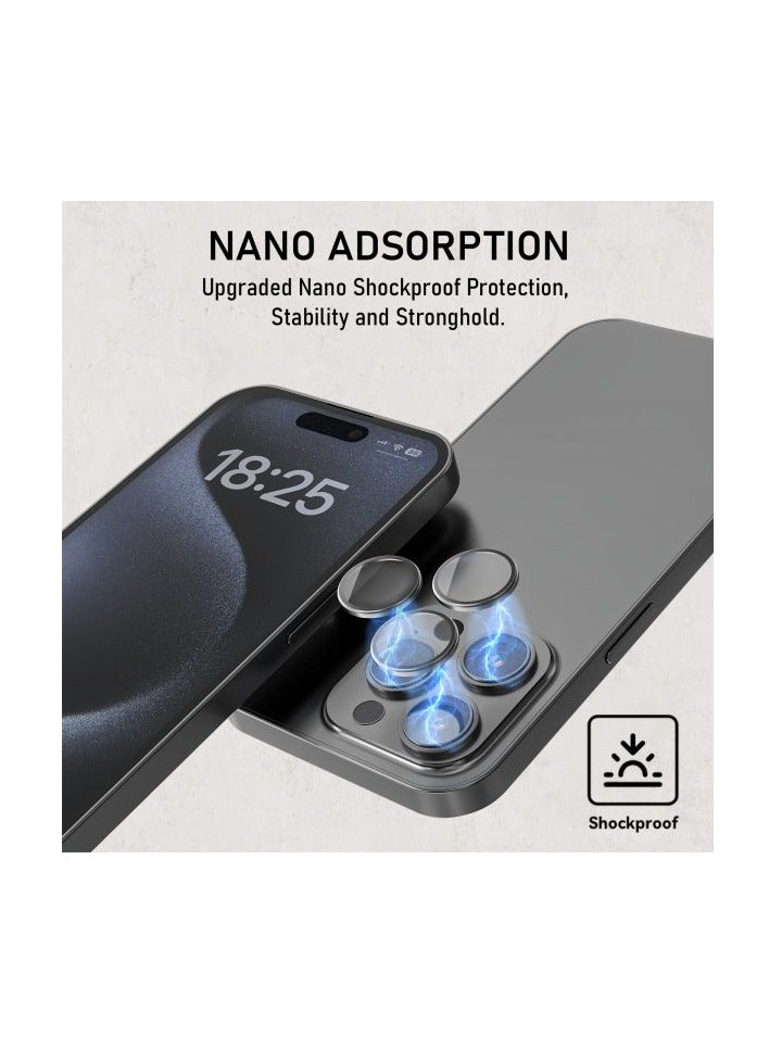 Mezone Camera Lens Protector for iPhone 15 Pro/iPhone 15 Pro Max 3pcs Individual Lens Protectors, 9H Hardness, Anti-Scratch, Strong Absorption & Built to Resist Damage, Black - Image 2