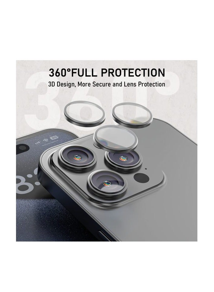Mezone Camera Lens Protector for iPhone 15 Pro/iPhone 15 Pro Max 3pcs Individual Lens Protectors, 9H Hardness, Anti-Scratch, Strong Absorption & Built to Resist Damage, Black - Image 3