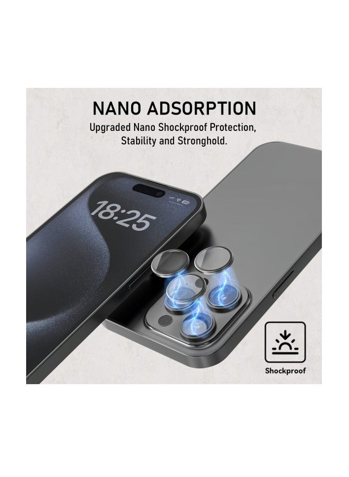 Mezone Camera Lens Protector for iPhone 15 Pro/iPhone 15 Pro Max 3pcs Individual Lens Protectors, 9H Hardness, Anti-Scratch, Strong Absorption & Built to Resist Damage, Black - Image 5