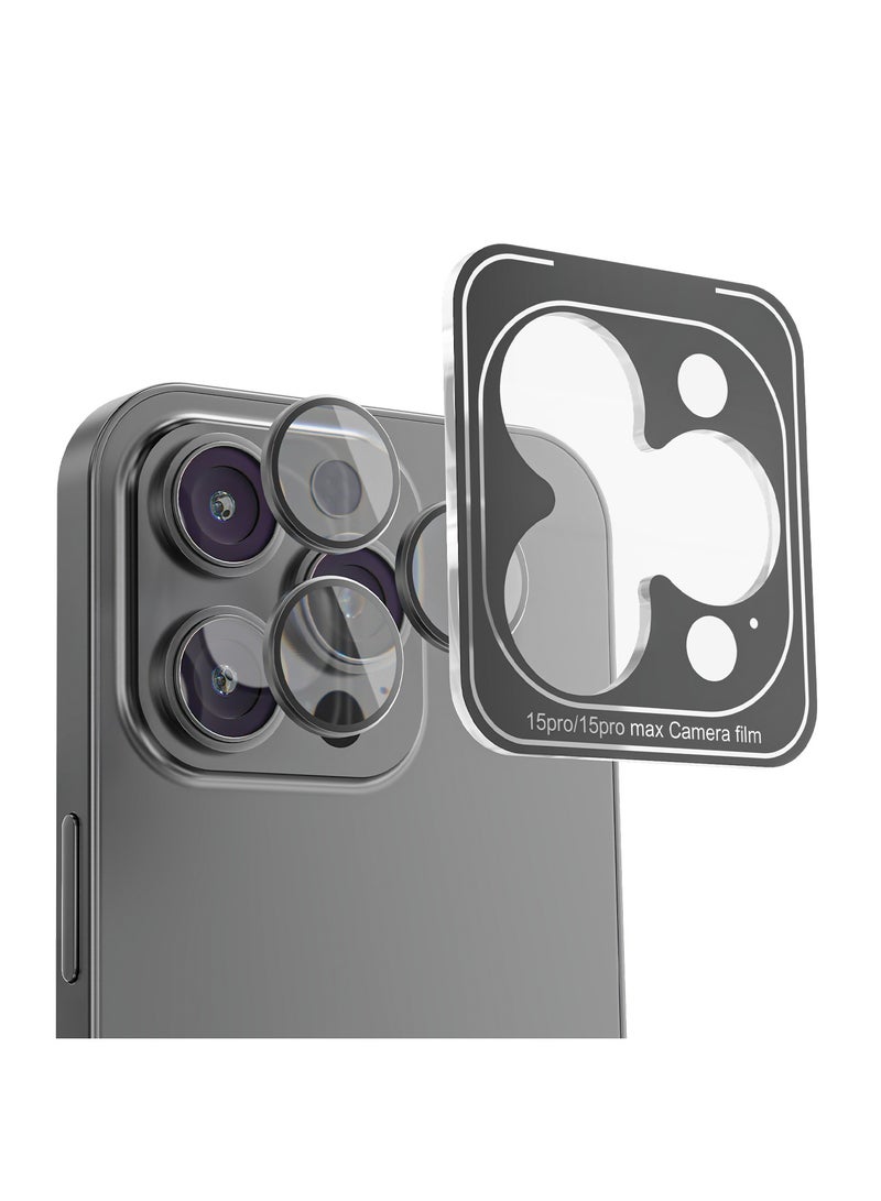 Mezone Camera Lens Protector for iPhone 15 Pro/iPhone 15 Pro Max 3pcs Individual Lens Protectors, 9H Hardness, Anti-Scratch, Strong Absorption & Built to Resist Damage, Black - Image 1