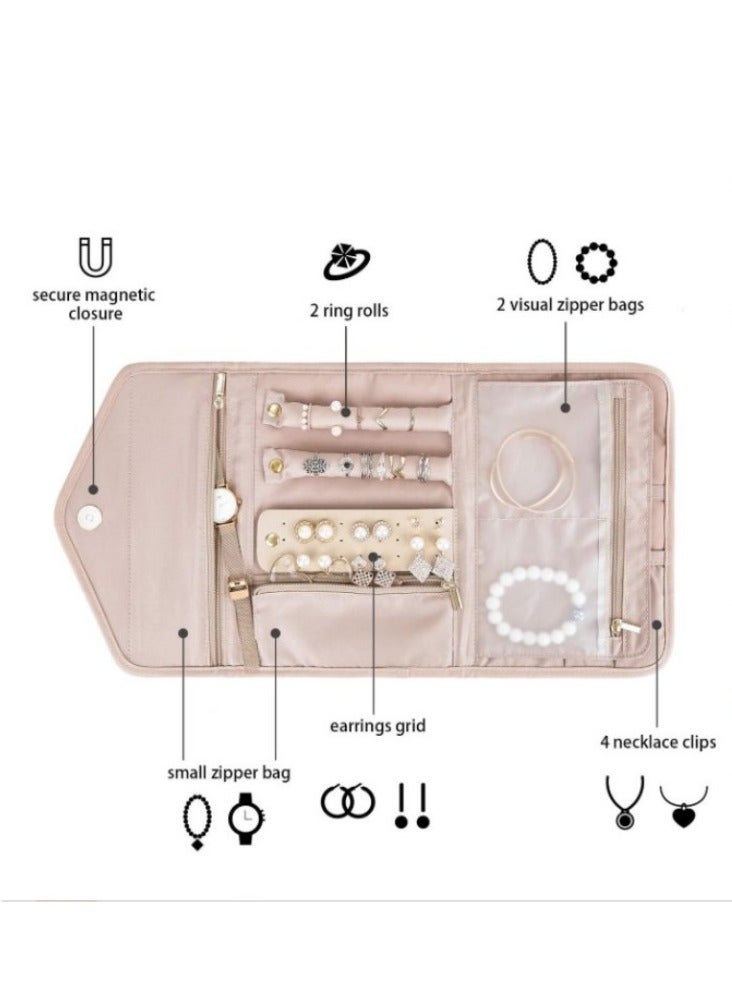 Captaintech Fur Jewelry Storage Roll, Travel Folding Portable Jewelry Bag, Earrings Earrings Jewelry Storage Bag - Image 4