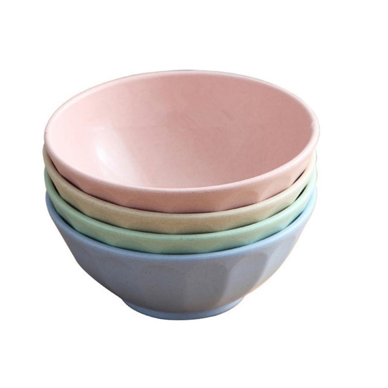 4 Piece Wheat Straw Bowls Set Microwave Dishwasher Safe for Soup Salad Pasta - Image 2
