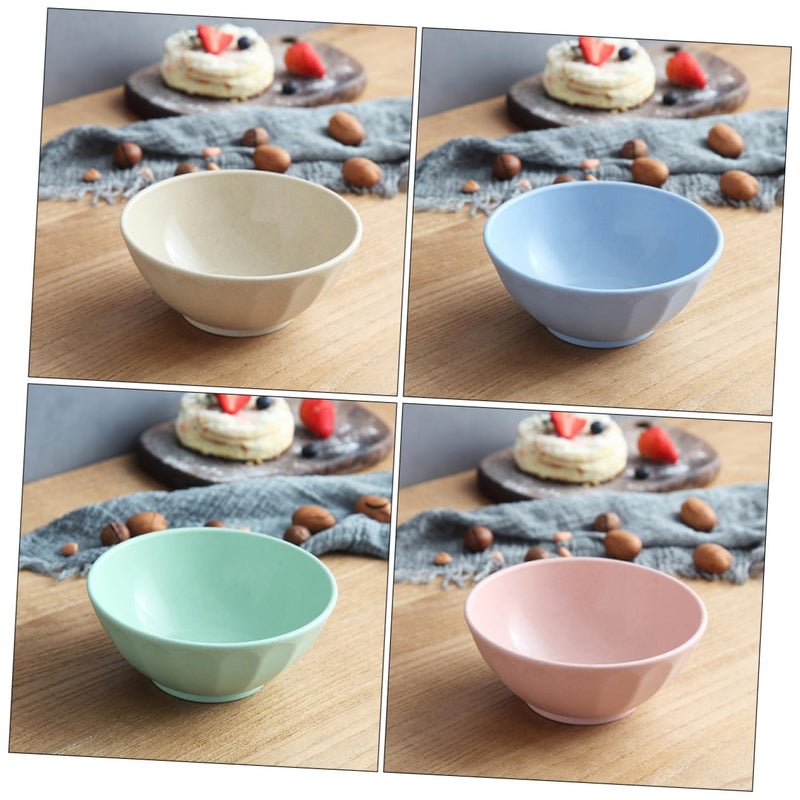 4 Piece Wheat Straw Bowls Set Microwave Dishwasher Safe for Soup Salad Pasta - Image 3