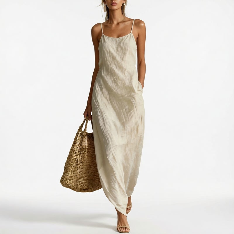 Sleeveless Long Dress for Women, Solid Color Casual Summer Maxi Dress