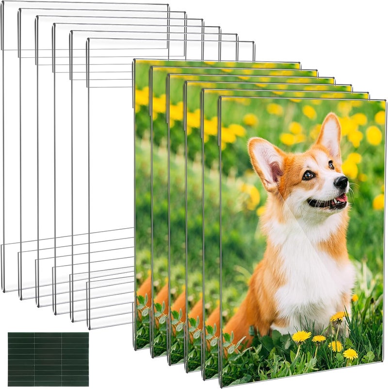 Qunclay 12 Pcs Acrylic Picture Frame 5 x 7 Inches Clear Frameless Floating Picture Frame with Tape Stick to Wall Mounting for Home Office School Display Photo Poster - Image 1