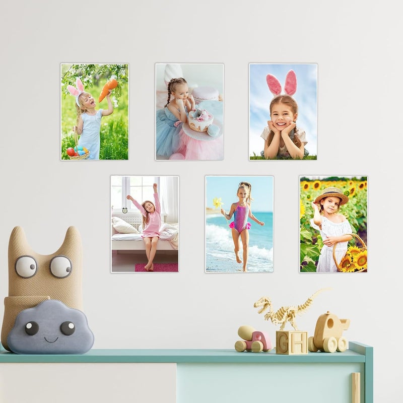 Qunclay 12 Pcs Acrylic Picture Frame 5 x 7 Inches Clear Frameless Floating Picture Frame with Tape Stick to Wall Mounting for Home Office School Display Photo Poster - Image 4