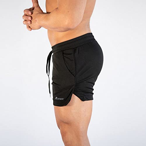 Surenow Mens Running Gym Shorts 3 Inch Breathable Lightweight Athletic Sport Shorts Training Workout Shorts with Pockets Black - Image 2