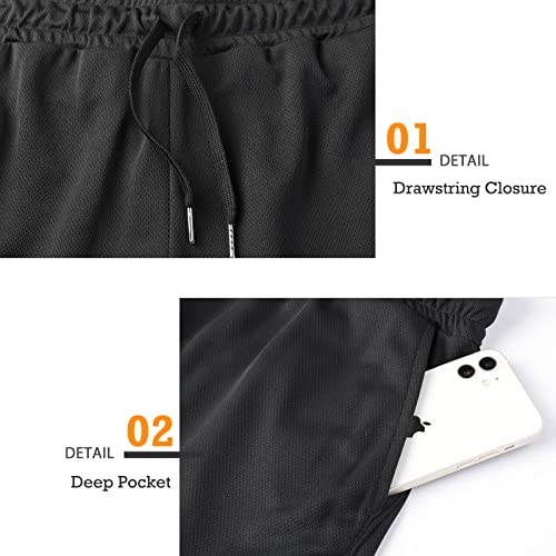 Surenow Mens Running Gym Shorts 3 Inch Breathable Lightweight Athletic Sport Shorts Training Workout Shorts with Pockets Black - Image 4