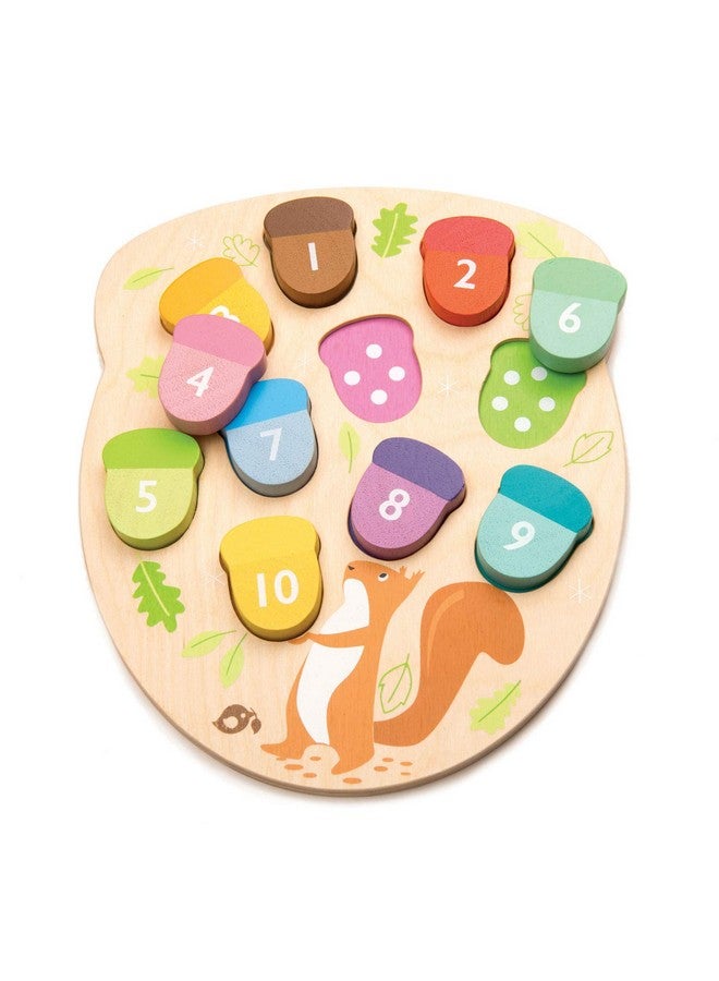 Tender Leaf Toys Tender Leaf Toys - How Many Acorns? - Count to 10 Number Wooden Puzzle Game - Counting, Sorting Activity Game for Children, Playroom, Montessori, Classroom, & Activity Room Toys  - Image 1
