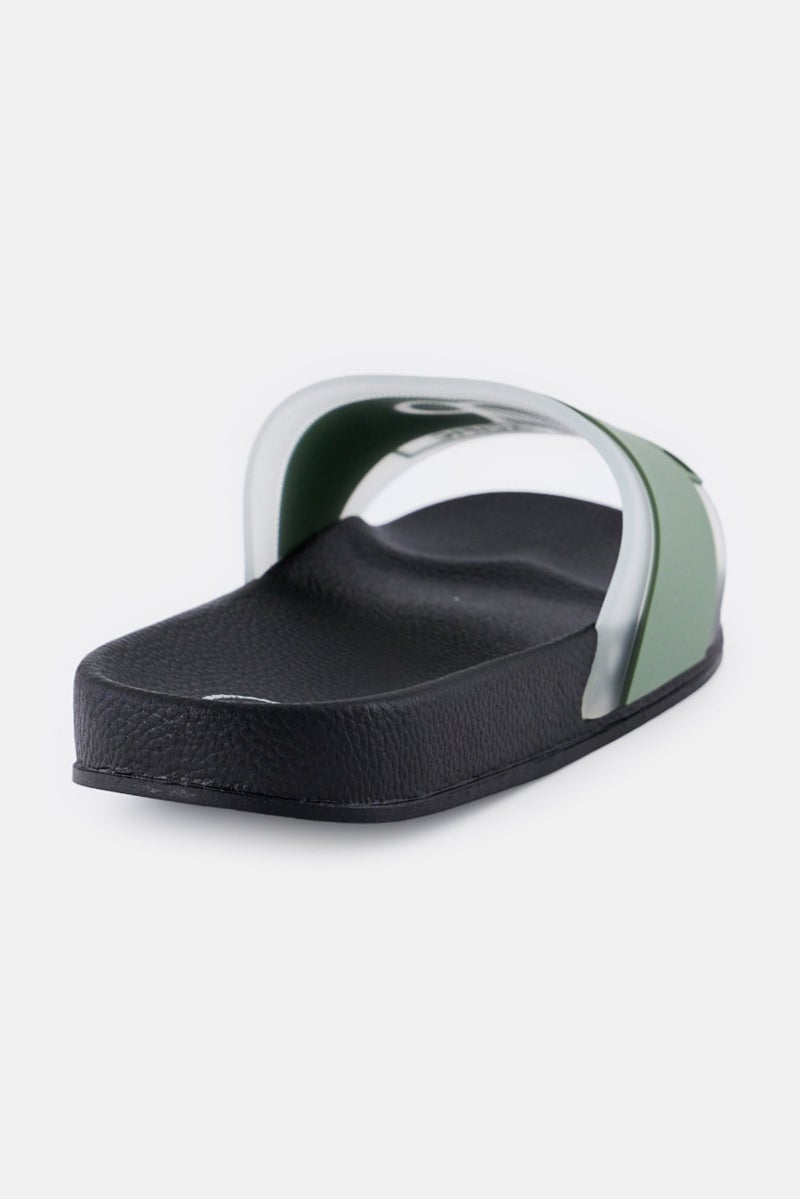 Ocean Pacific Men Brand Logo Slip On Slides, Oive  - Image 3