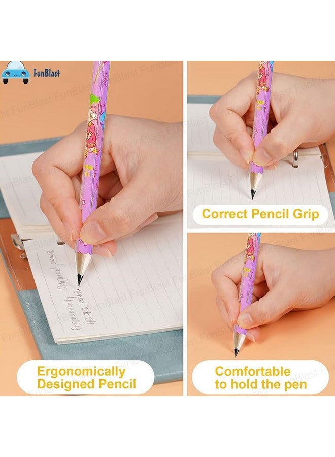 FunBlast FunBlast Flower Fairy Pencil Set - 8 Pcs Pencils with 12 Kawaii Stickers, Sharpener, Erasers and Pencil Cap for Kids, Boys and Girls, Kawaii Stationary Set, Birthday Return Gift Stationary Set (Pink)  - Image 3