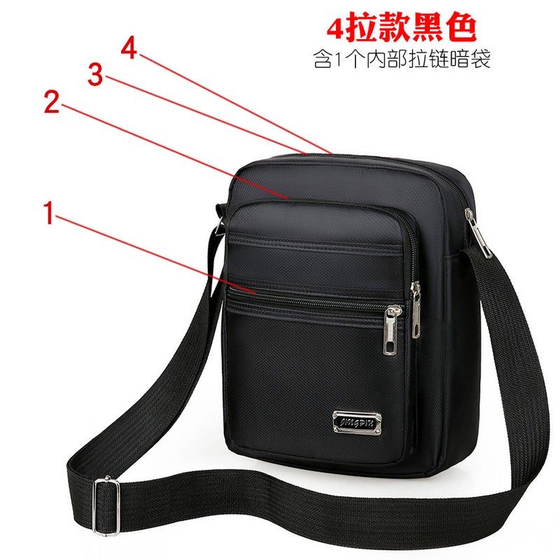 Nylon cloth vertical  Mens bag cross-body shoulder multi-layer mens satchel casual fashion Mens backpack wholesale foreign trade4 Zipper Black 4 Zipper Black