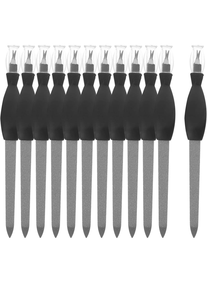 KALLORY - Fingernail Files (12 Pack), Metal Nail Files for Natural Nails Stainless Steel 6.8 Inch Nail File with Sharp Pointed Tip Non Slip Handle, Finger Nail Filers for Women Sapphire Grit Sword Diamond - Image 1