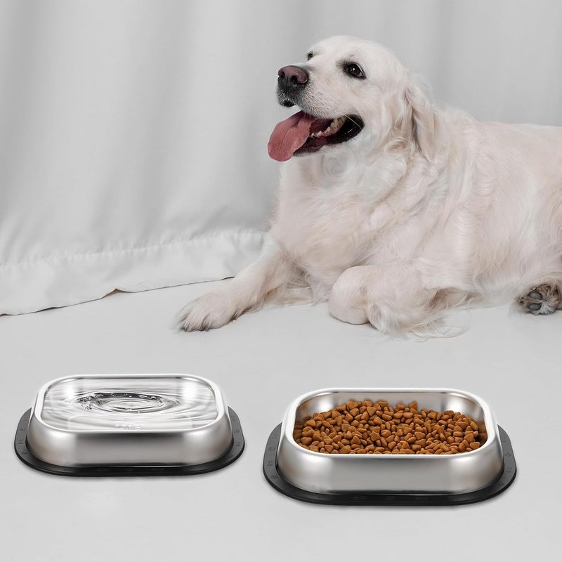 KASTWAVE Closed & open space compatible 2 Pcs Stainless Steel Metal Food Dishes, Stainless Steel Dog Cat Bowls with Non-Skip Base, Feeder Dogs Bowl Water Bowl, with Shallow Design, Easy to Clean, for Small & Medium Dogs and Cats Precision processed material - Image 5