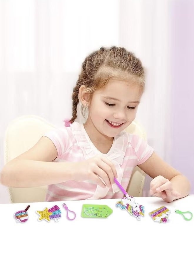Haidue Diamond Painting Kit For Kids with Keychains, Crafts for Girls Ages 6-12, Diamond Art for Kids, Diamond Dot Gem Art Kits for Kids, Kids Arts and Crafts for Kid Ages 6-12, Unicorn Painting Kit  - Image 2