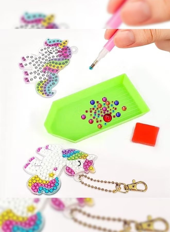 Haidue Diamond Painting Kit For Kids with Keychains, Crafts for Girls Ages 6-12, Diamond Art for Kids, Diamond Dot Gem Art Kits for Kids, Kids Arts and Crafts for Kid Ages 6-12, Unicorn Painting Kit  - Image 3