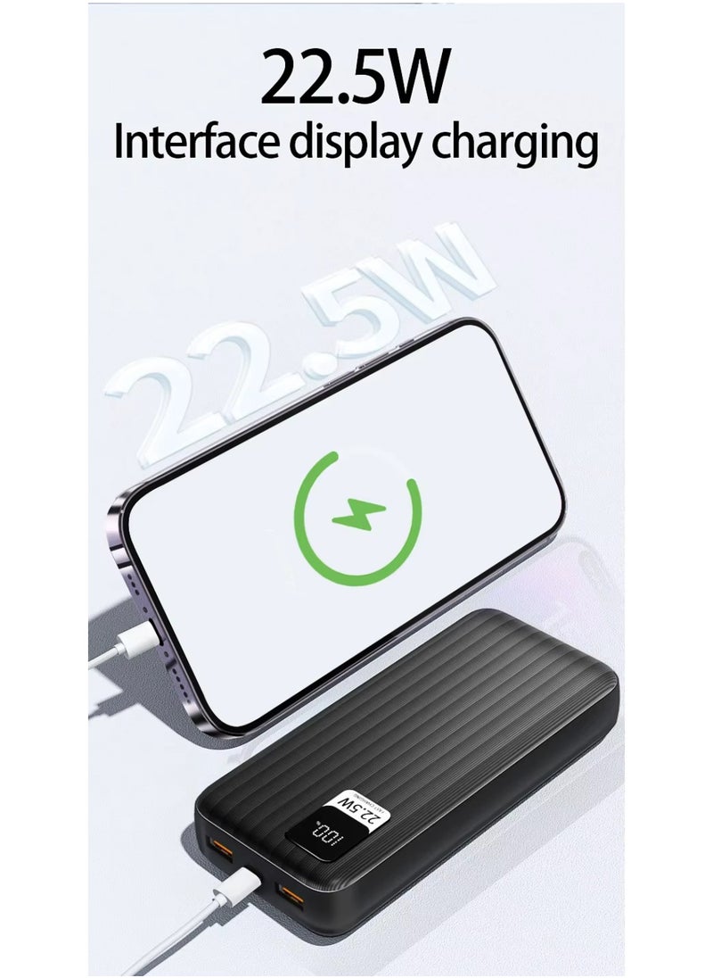 Vizzaro - 20000 mAh Fast Charging Power Bank With LED Digital Display 1 USB C and 2 USB A Ports Charge up to 3 devices Works With Iphone Android and All other Devices - Black - Image 1