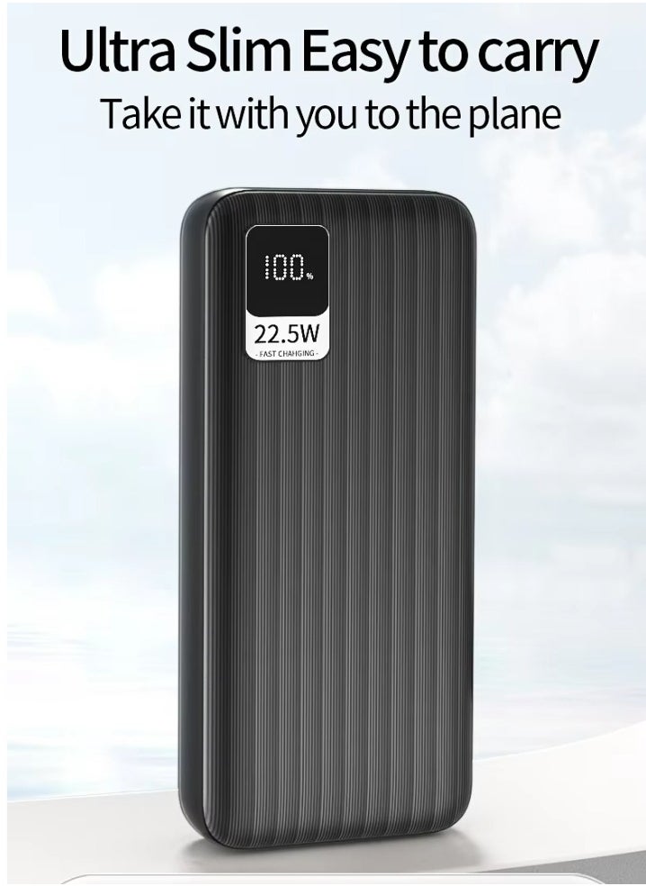 Vizzaro - 20000 mAh Fast Charging Power Bank With LED Digital Display 1 USB C and 2 USB A Ports Charge up to 3 devices Works With Iphone Android and All other Devices - Black - Image 1